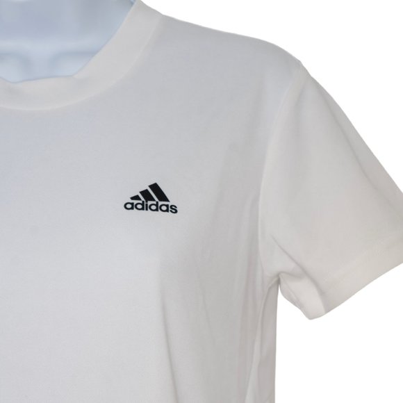 adidas Women Basic Crew Neck T-Shirt Casual Solid White SZ XS | NEW - Picture 3 of 6